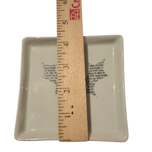 BIA Holiday Plates Set of 3 Square Happy Holidays Word Art Christmas Appetizer - Picture 6 of 8